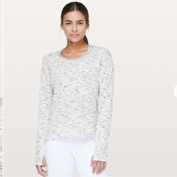 Lululemon Sweat Embrace Long Sleeve Tiger Space Dye Black White Estimated 10 - Picture 1 of 11